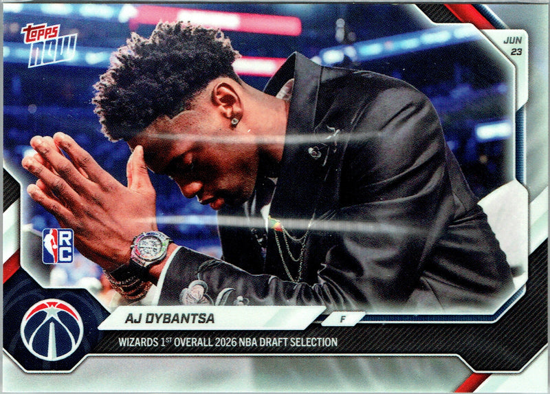 AJ Dybantsa Rookie Card 2026 Topps Now #ADYB-SP Image Variation, Mint Condition, Washington Wizards Basketball