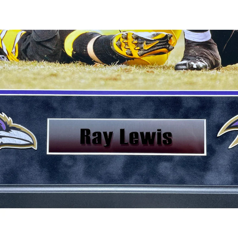 Ray Lewis Autographed Baltimore Ravens 16x20 Photo Framed BAS Signed Vs Big Ben