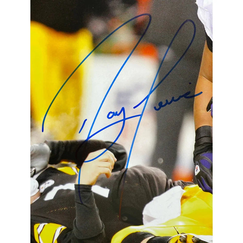 Ray Lewis Autographed Baltimore Ravens 16x20 Photo Framed BAS Signed Vs Big Ben