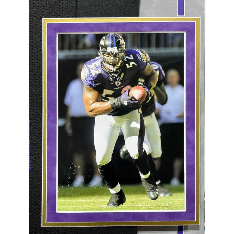 Ray Lewis Autographed Baltimore Ravens Black Jersey Framed BAS Signed Memorabilia