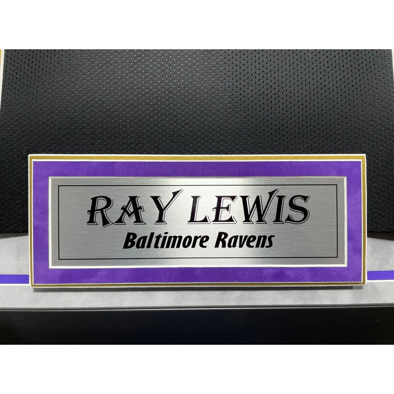 Ray Lewis Autographed Baltimore Ravens Black Jersey Framed BAS Signed Memorabilia