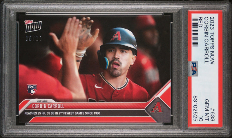 Corbin Carroll PSA 10 2023 Topps Now #638 Rookie Card Red SP 9/10