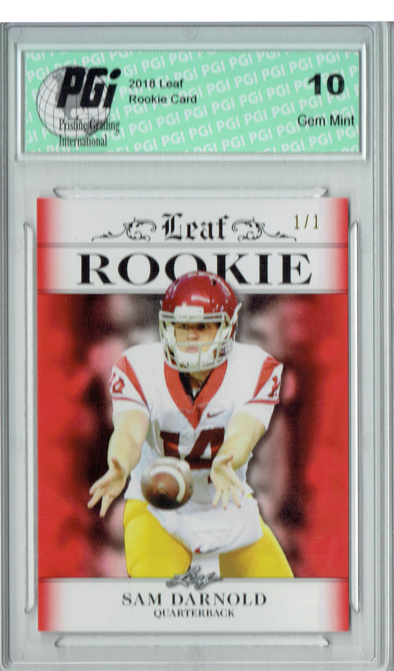 Sam Darnold Rookie Card New York PGI 10 Gem Mint Football Trading Card 2018 Leaf Exclusive #RA-04 Red Blank Back 1/1