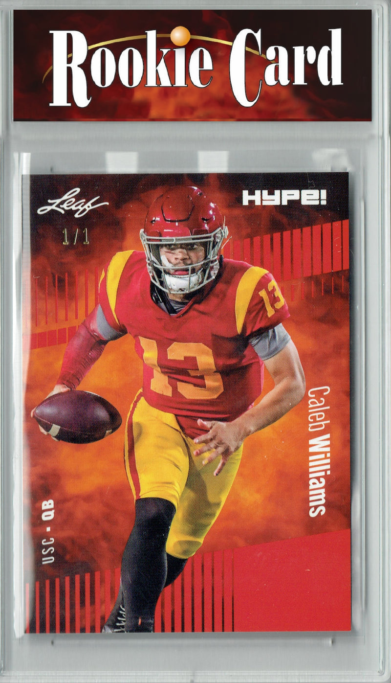 Caleb Williams Rookie Card Chicago Football Trading Card 2023 Leaf HYPE! #107 Red Blank Back 1/1  Certified Mint+