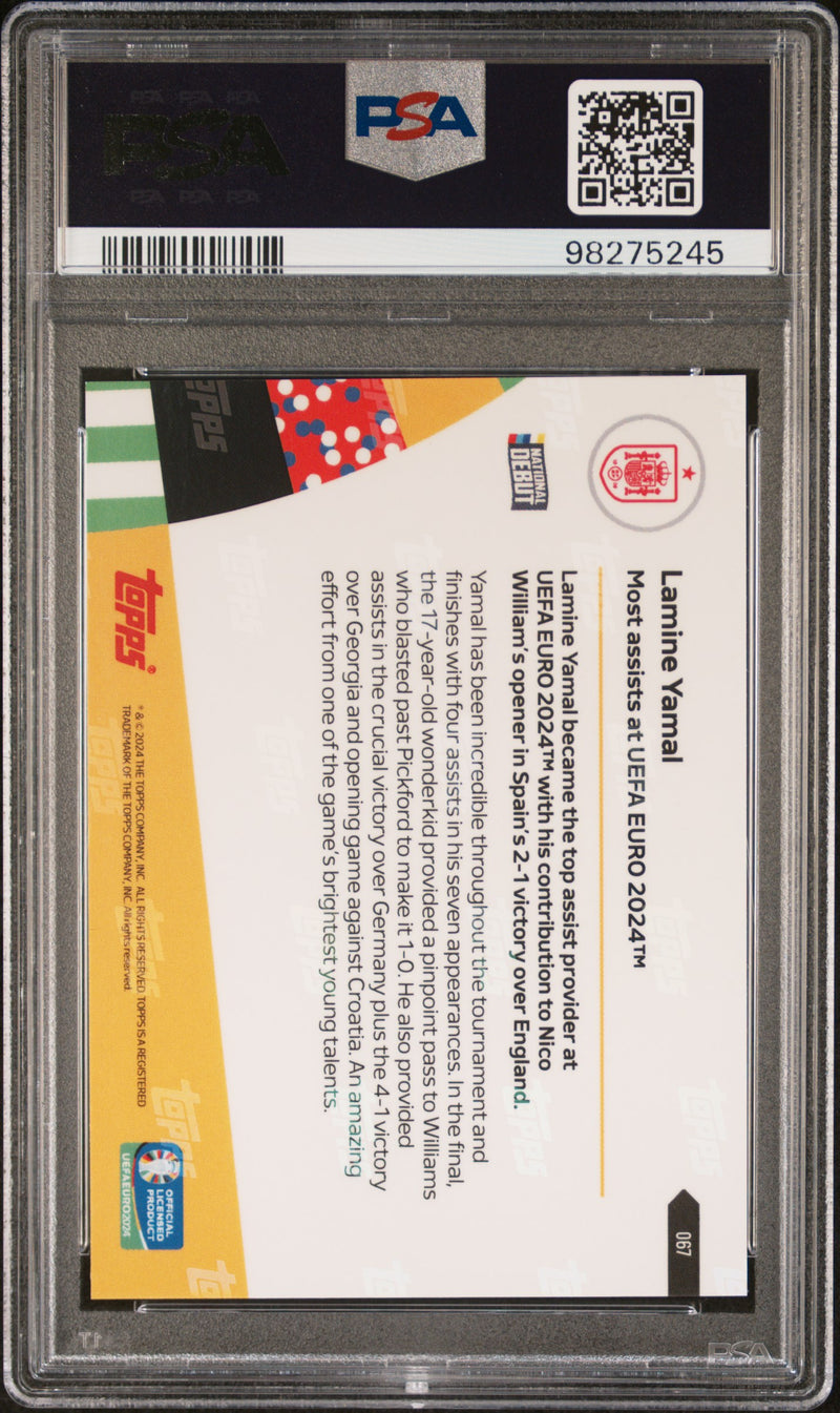 PSA 10 Lamine Yamal 2024 Topps Now #67 Red Foil #6 of 10 UEFA EURO Roo   Rookie Cards