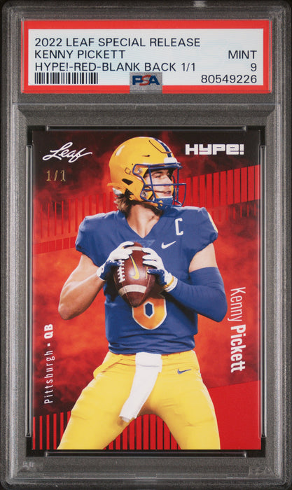 PSA 9 Kenny Pickett 2022 Leaf Hype! #79A Red Blank Back 1/1 Rookie Card