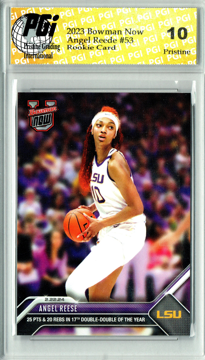 Angel Reese 2023 Bowman University Now #53 PRISTINE Rookie Card PGI 10