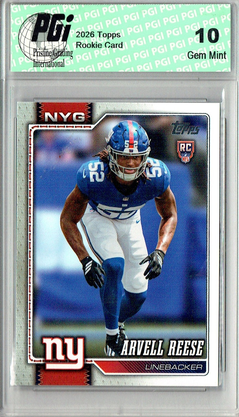 Arvell Reese Rookie Card 2026 Topps #346 Flagship, PGI 10, New York Giants Football