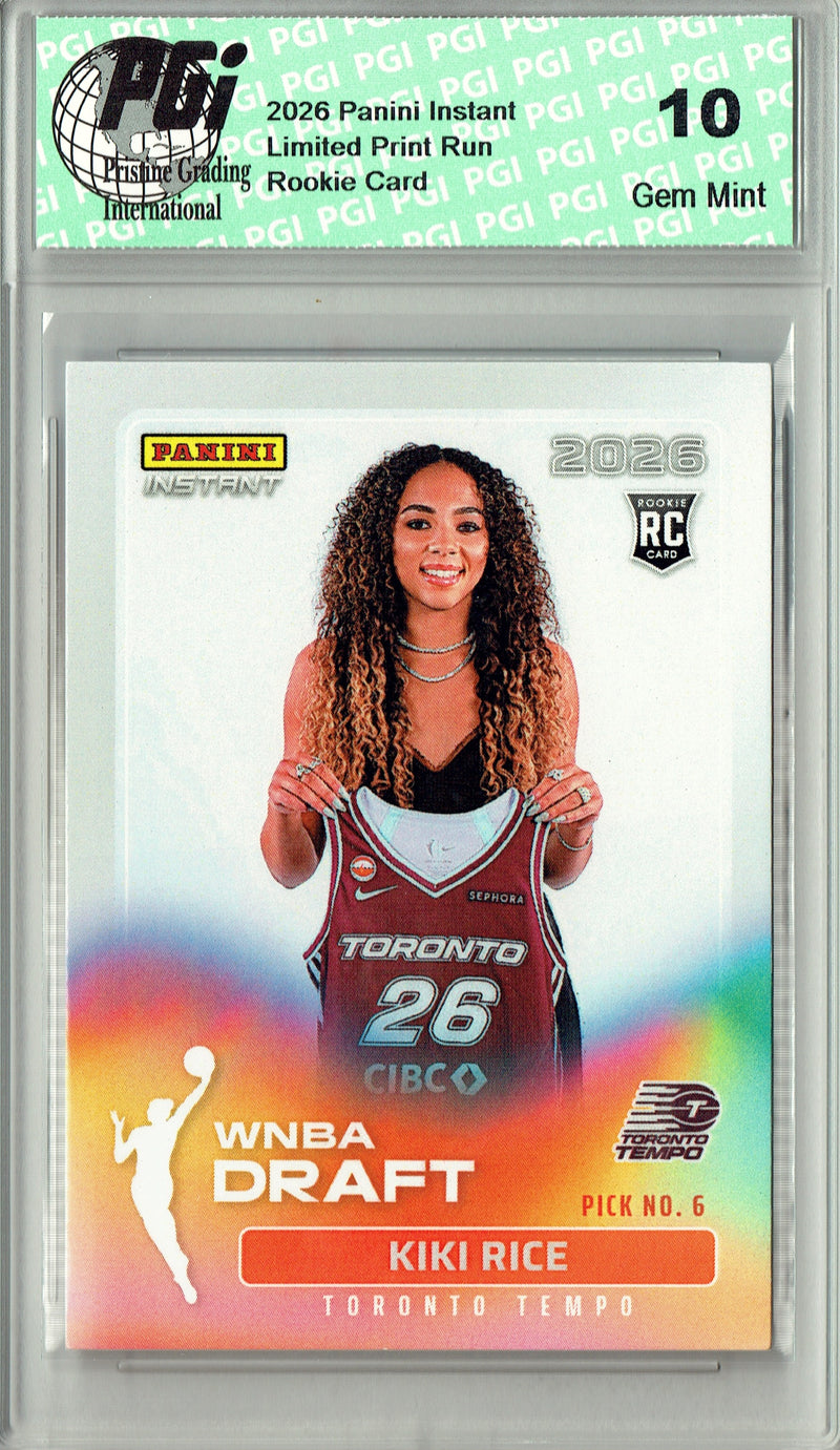 Kiki Rice Rookie Card 2026 Toronto Tempo WNBA Draft Night #DN-6 1 of 2147 PGI 10 Gem Mint Trading Card