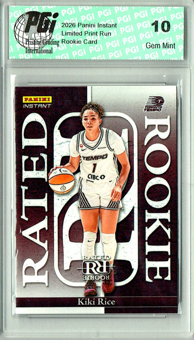Kiki Rice Rookie Card 2026 Panini Instant #RRR-7 Rated Rookie, PGI 10, Toronto Tempo Basketball