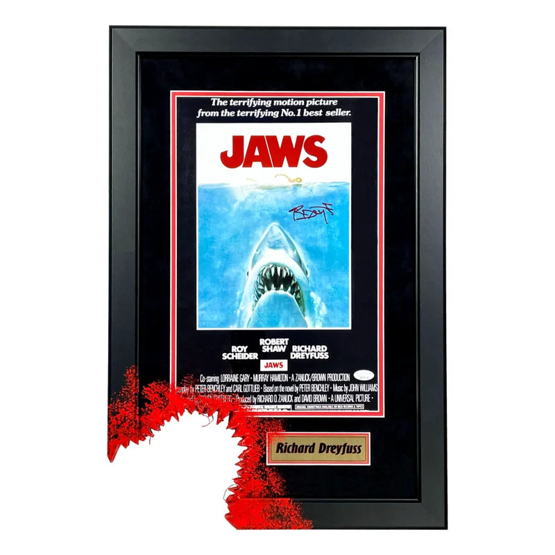 Richard Dreyfuss Autographed Jaws Bloody Bite Bite Framed Movie Poster JSA Photo Signed