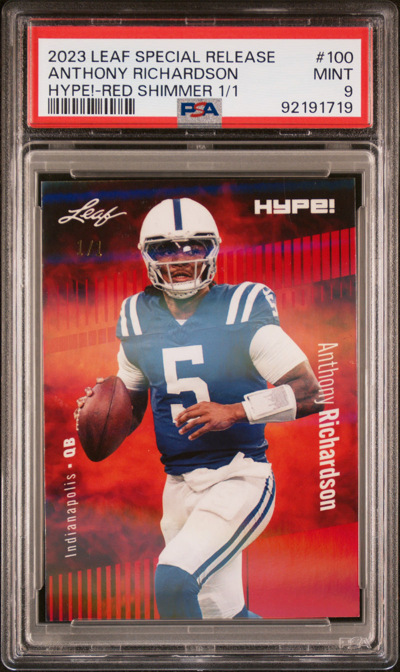PSA 9 Anthony Richardson 2023 Leaf HYPE #100 Red Shimmer 1/1 Rookie Card Indianapolis Colts