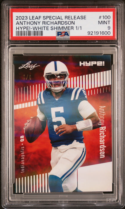 PSA 9 Anthony Richardson 2023 Leaf Hype! #100 White Shimmer 1/1 Rookie Card