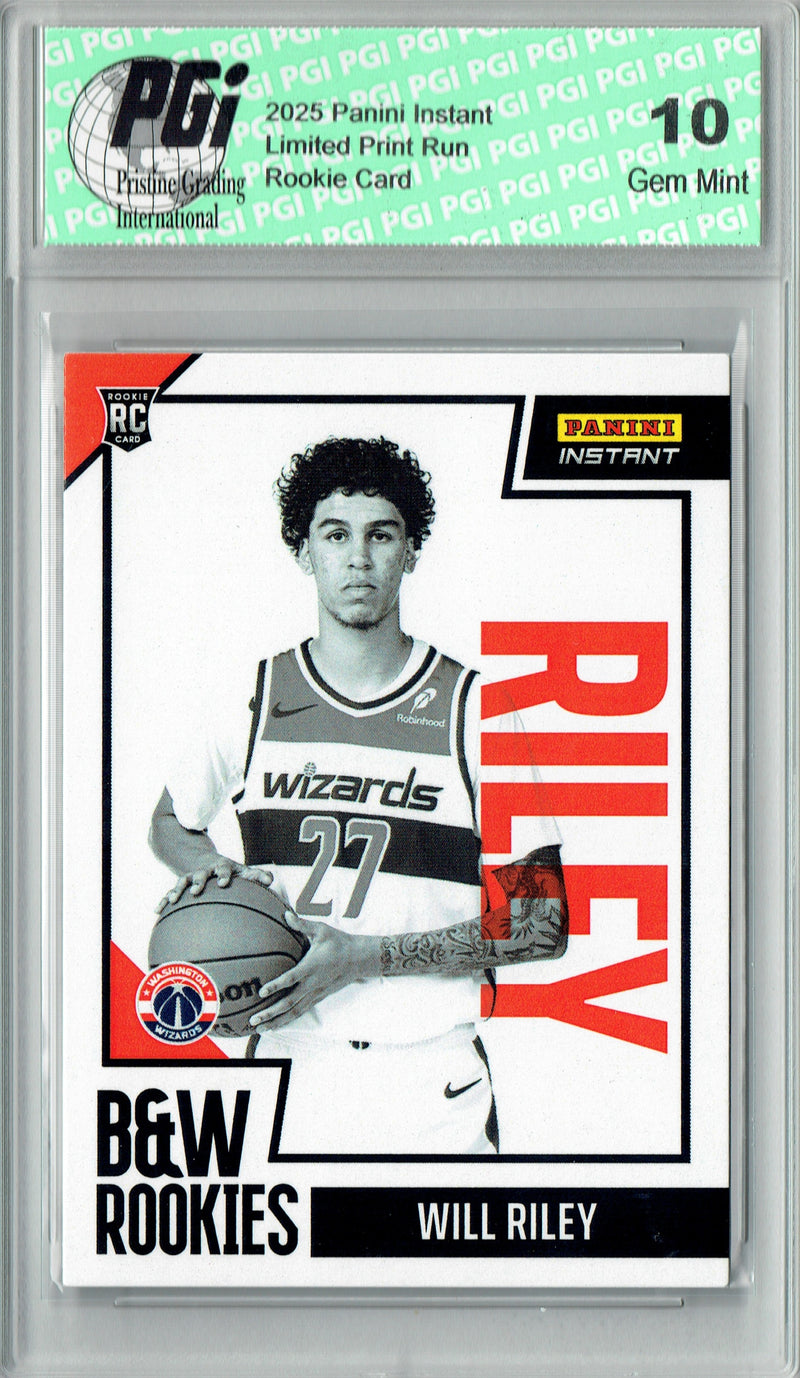 Will Riley 2025 Panini Instant #BWR-33 Black & White 256 Made Rookie Card PGI 10