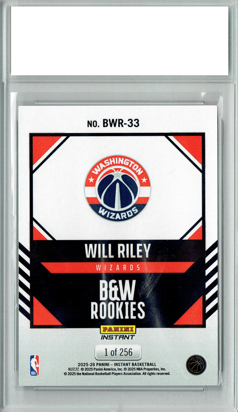Will Riley 2025 Panini Instant #BWR-33 Black & White 256 Made Rookie Card PGI 10