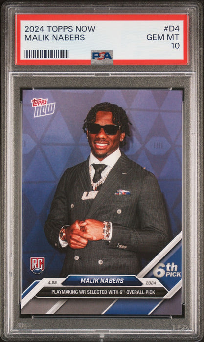 PSA 10 Malik Nabers 2024 Topps Now #D4 NFL New York Giants Draft Day Rookie Card