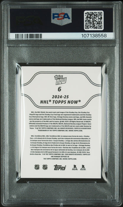 PSA 9 Macklin Celebrini 2024 Topps Now #6 Rookie Card STicker