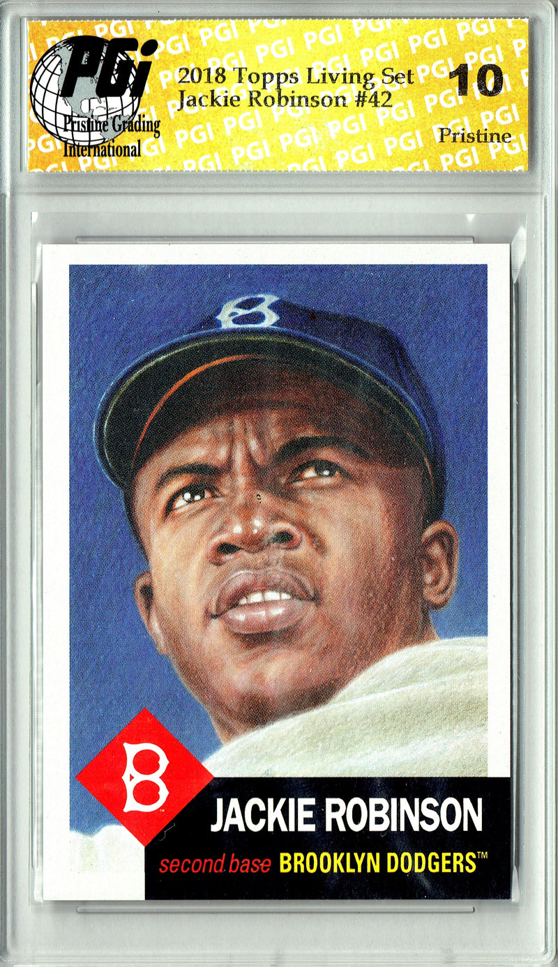 Jackie Robinson 2018 Topps Living Set #42 Pristine Rookie Card PGI 10