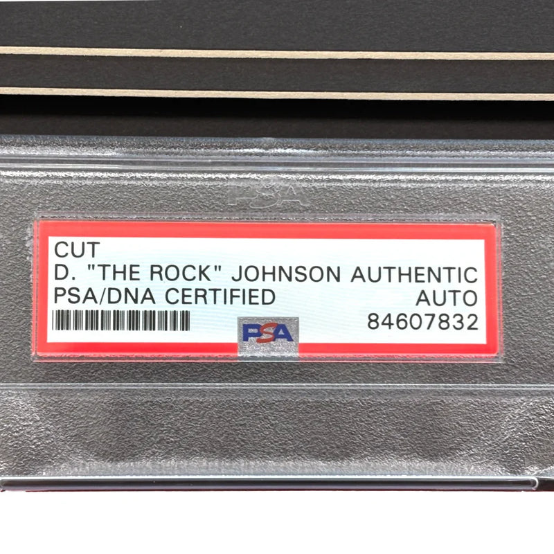 The Rock Autographed Encapsulated Cut Authentic Framed PSA  WWE Dwayne Johnson
