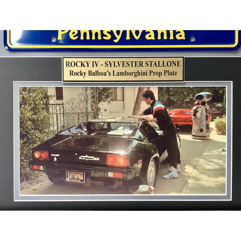 "Rocky IV" Sylvester Stallone Movie Car License Plate Framed Collage