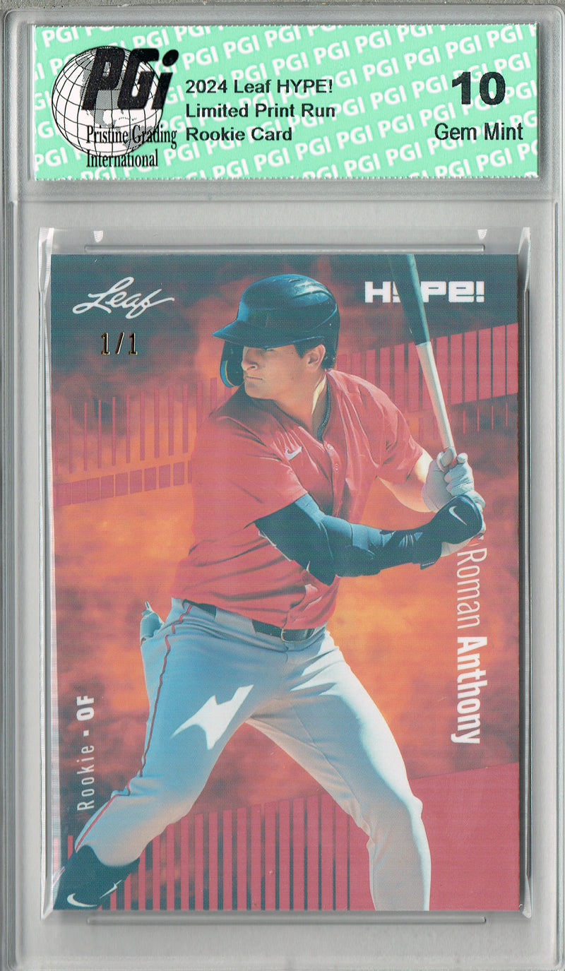 Roman Anthony 2024 Leaf HYPE! #177 Orange Shimmer 1 of 1 Rookie Card PGI 10