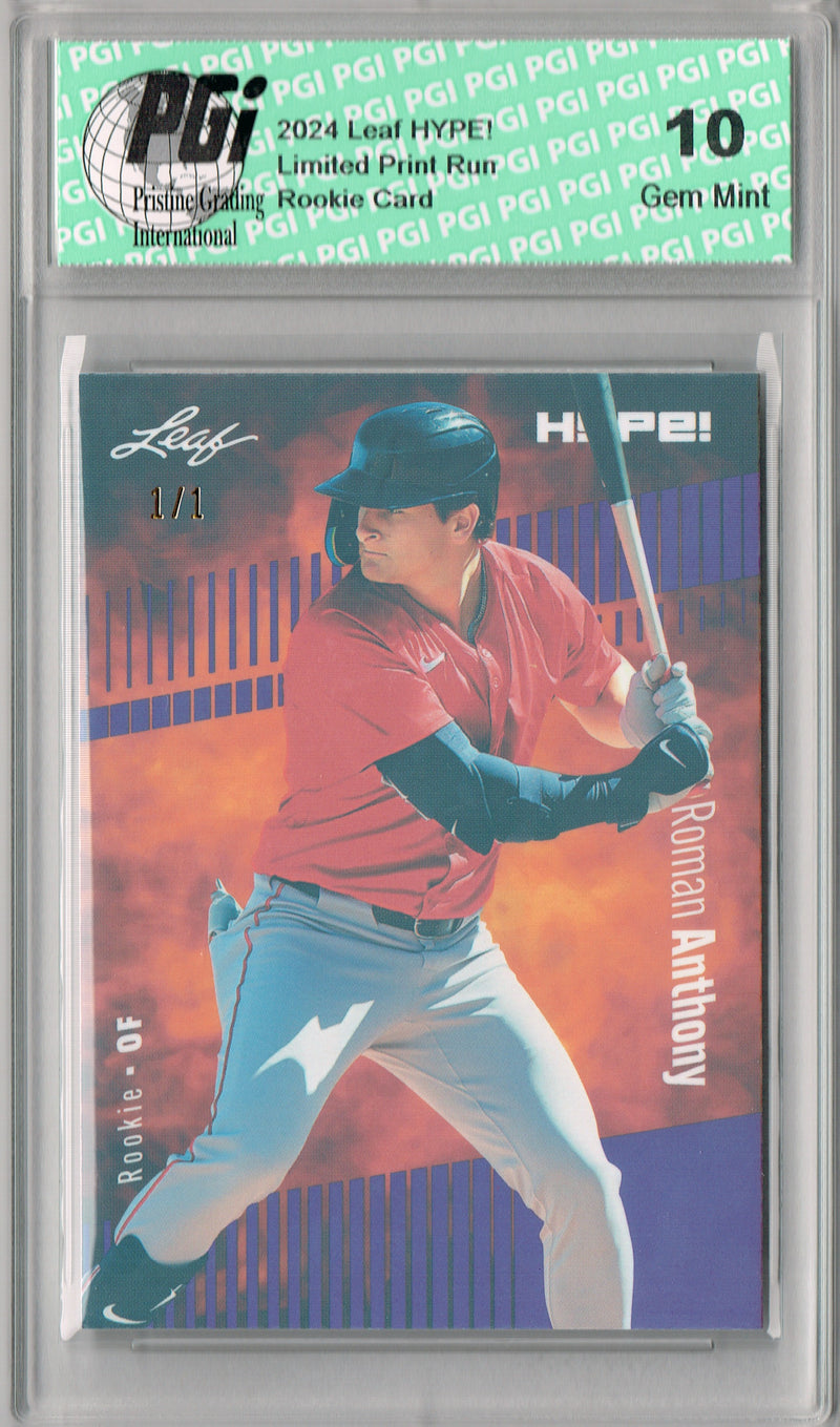 Roman Anthony 2024 Leaf HYPE! #177 Purple Shimmer 1 of 1 Rookie Card PGI 10