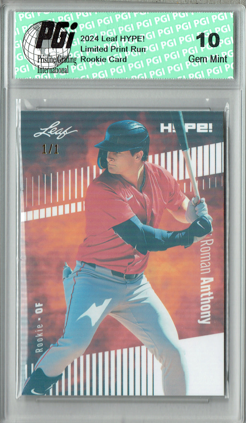 Roman Anthony 2024 Leaf HYPE! #177 White Shimmer 1 of 1 Rookie Card PGI 10