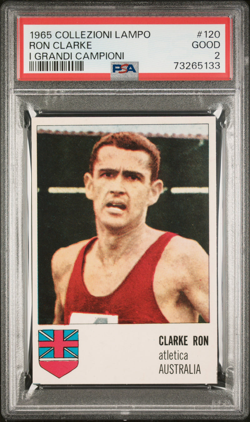 PSA 2 GOOD Ron Clarke 1965 Collezioni Lampo #120 Rookie Card I Grandi Campioni