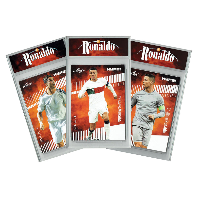 3) Certified Mint+ Cristiano Ronaldo 2020-23 Leaf HYPE Rare Trading Cards #47 #110 #110a Only 5000 Ever Made Portugal, Juventus, Al Nassr