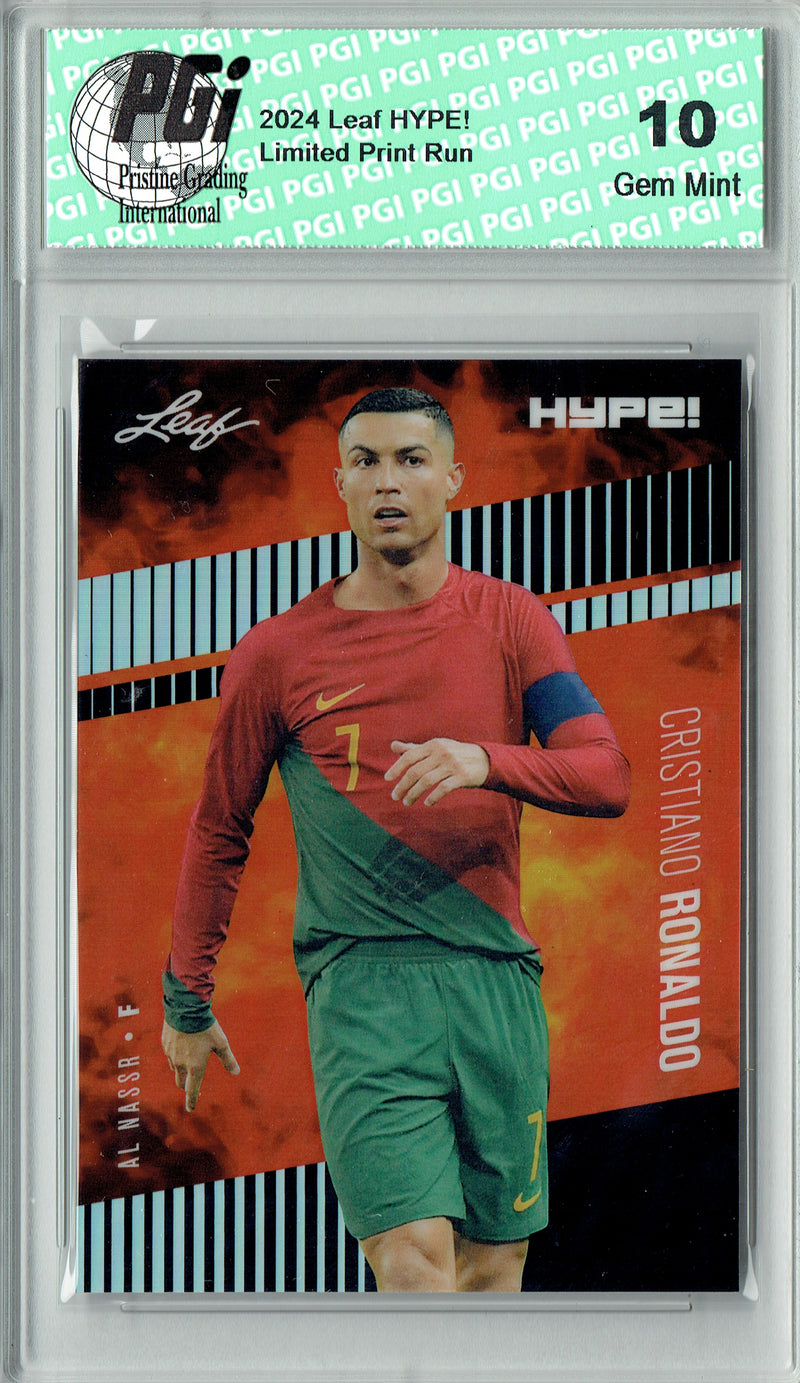 Cristiano Ronaldo Rare Trading Card 2024 Leaf HYPE! Metal #HM-04 Black Only 7 Made PGI 10 Gem Mint