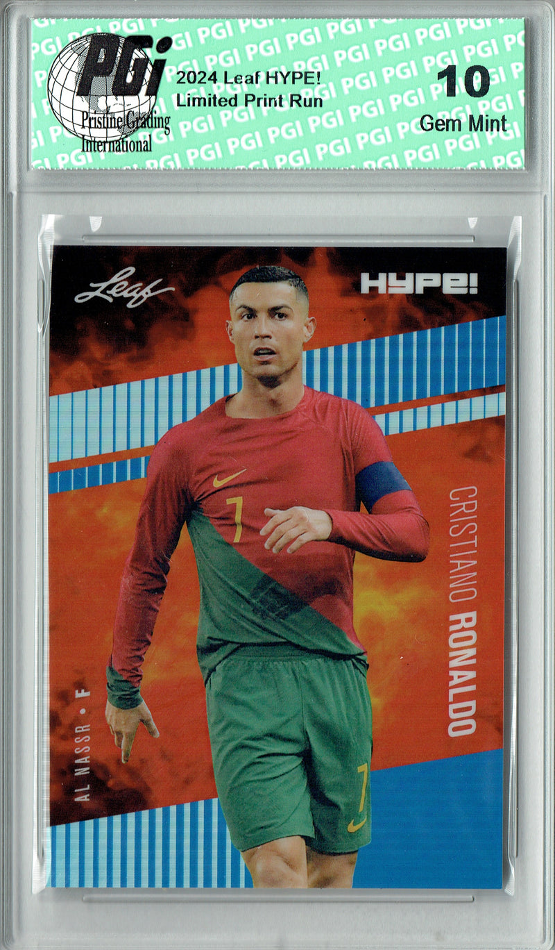 Cristiano Ronaldo Rare Trading Card 2024 Leaf HYPE! Metal #HM-04 Blue Only 20 Made PGI 10 Gem Mint