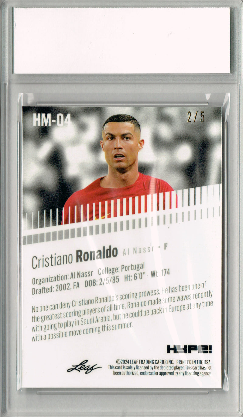 Cristiano Ronaldo 2024 Leaf HYPE! Metal #HM-04 Green Only 5 Made Rare Trading Card PGI 10