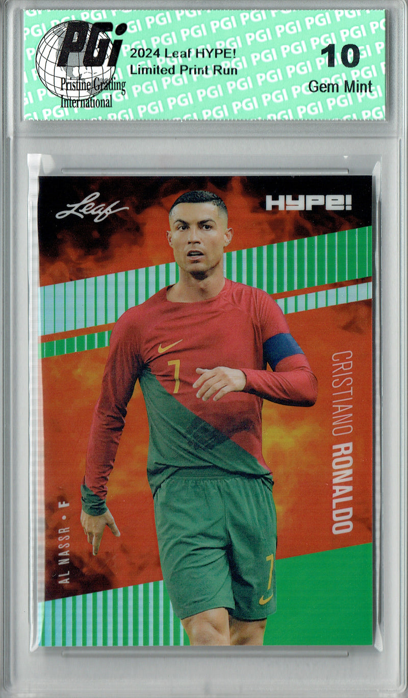 Cristiano Ronaldo 2024 Leaf HYPE! Metal #HM-04 Green Only 5 Made Rare Trading Card PGI 10