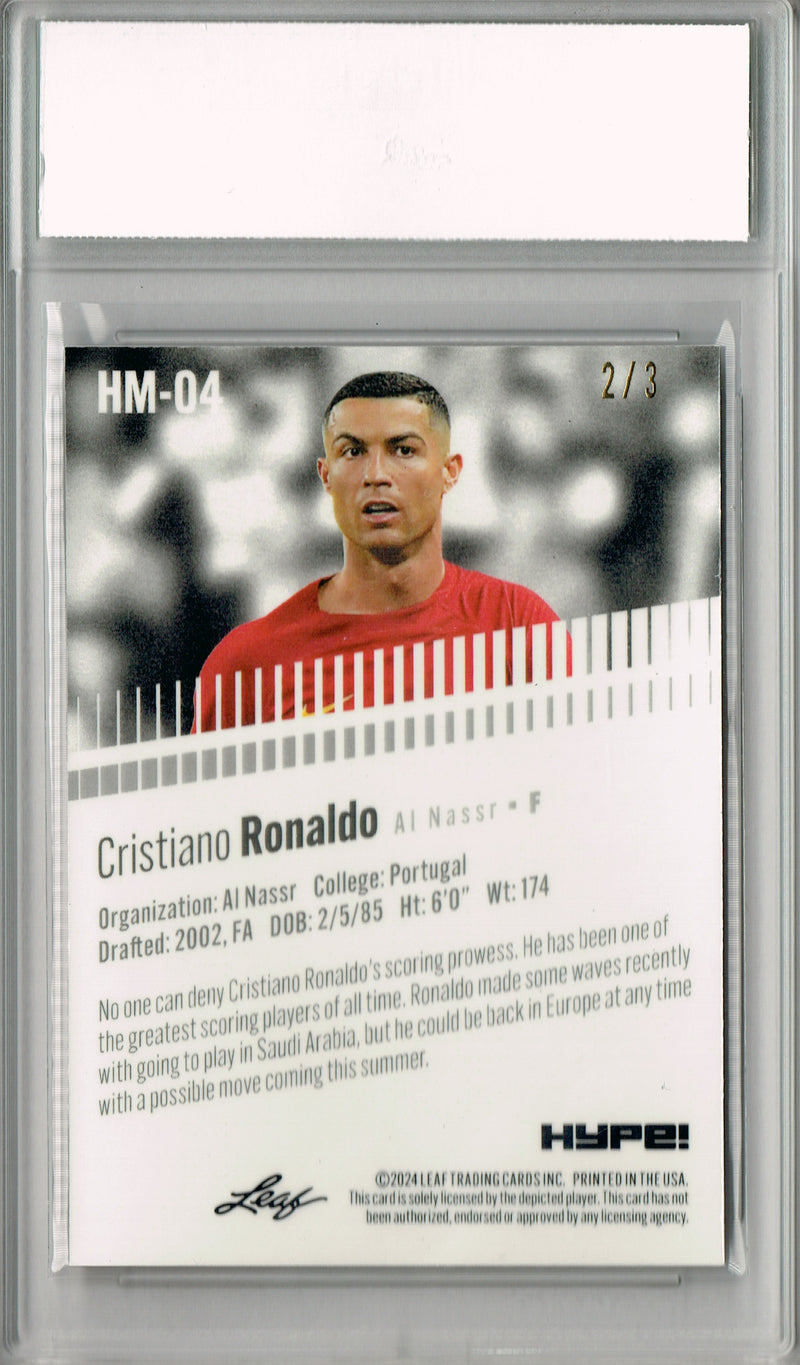 Cristiano Ronaldo Rare Trading Card 2024 Leaf HYPE! Metal #HM-04 Orange Only 3 Made PGI 10 Gem Mint