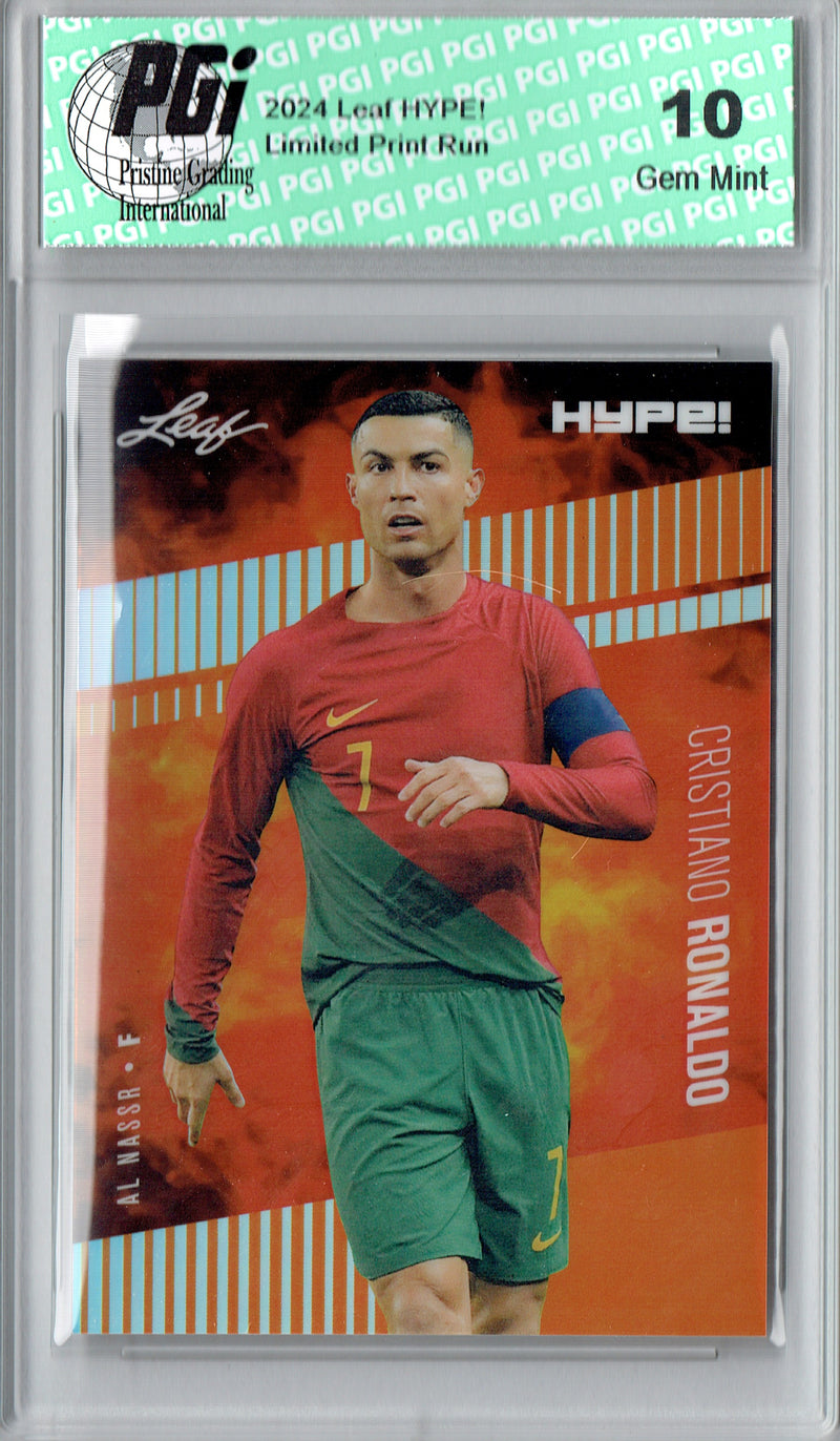 Cristiano Ronaldo Rare Trading Card 2024 Leaf HYPE! Metal #HM-04 Orange Only 3 Made PGI 10 Gem Mint