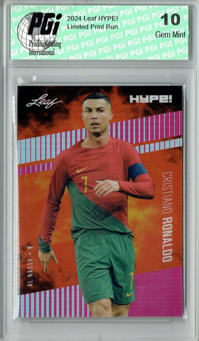 Cristiano Ronaldo 2024 Leaf HYPE! Metal #HM-04 Pink Only 10 Made Rare Trading Card PGI 10