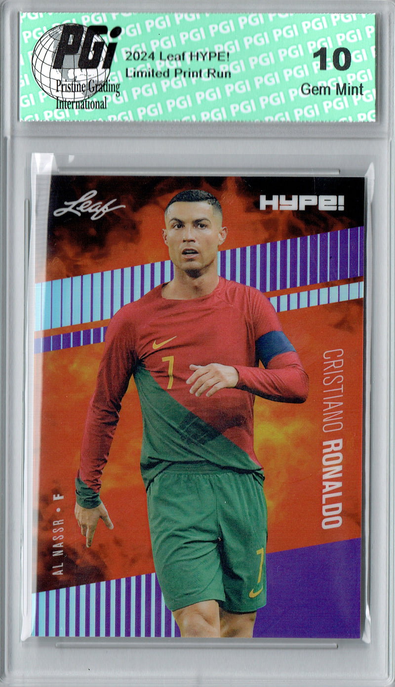 Cristiano Ronaldo Rare Trading Card 2024 Leaf HYPE! Metal #HM-04 Purple Only 15 Made PGI 10 Gem Mint