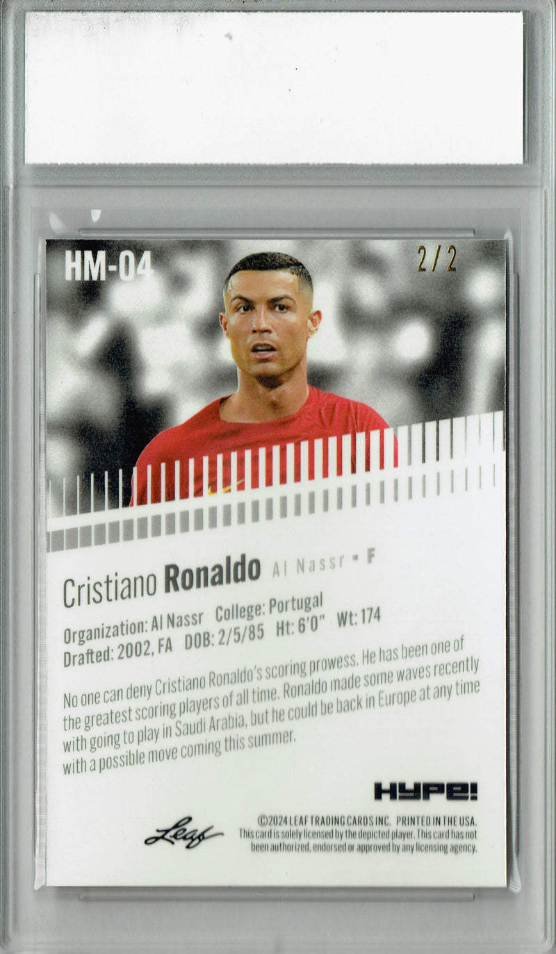 Cristiano Ronaldo Rare Trading Card 2024 Leaf HYPE! Metal #HM-04 Red Only 2 Made PGI 10 Gem Mint