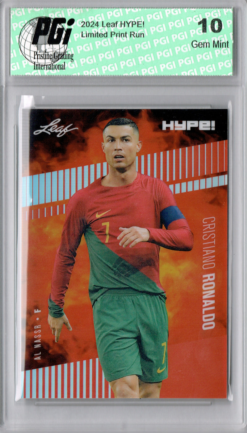 Cristiano Ronaldo Rare Trading Card 2024 Leaf HYPE! Metal #HM-04 Red Only 2 Made PGI 10 Gem Mint