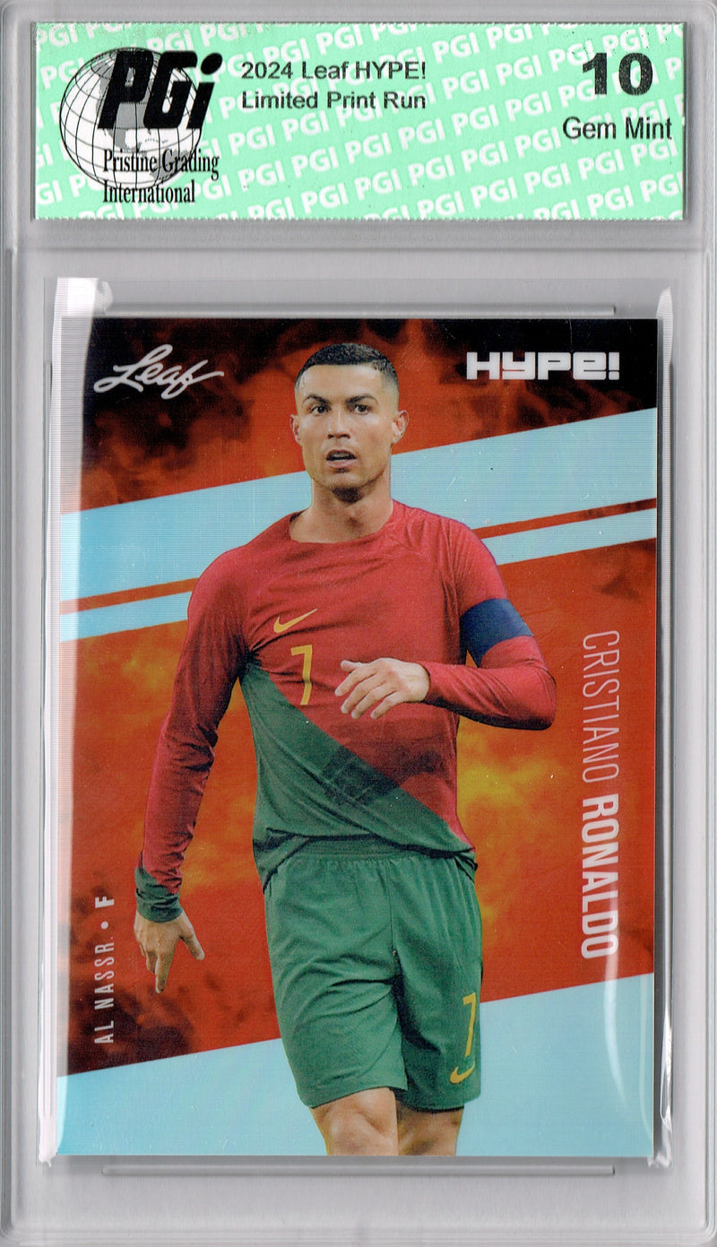 Cristiano Ronaldo Rare Trading Card 2024 Leaf HYPE! Metal #HM-04 Silver Only 25 Made PGI 10 Gem Mint