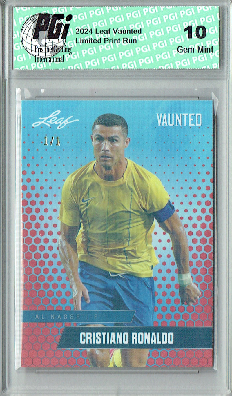 Cristiano Ronaldo Trading Card 2024 Leaf Vaunted #V-03 1/1 Orange Shimmer, PGI 10, Portugal Soccer