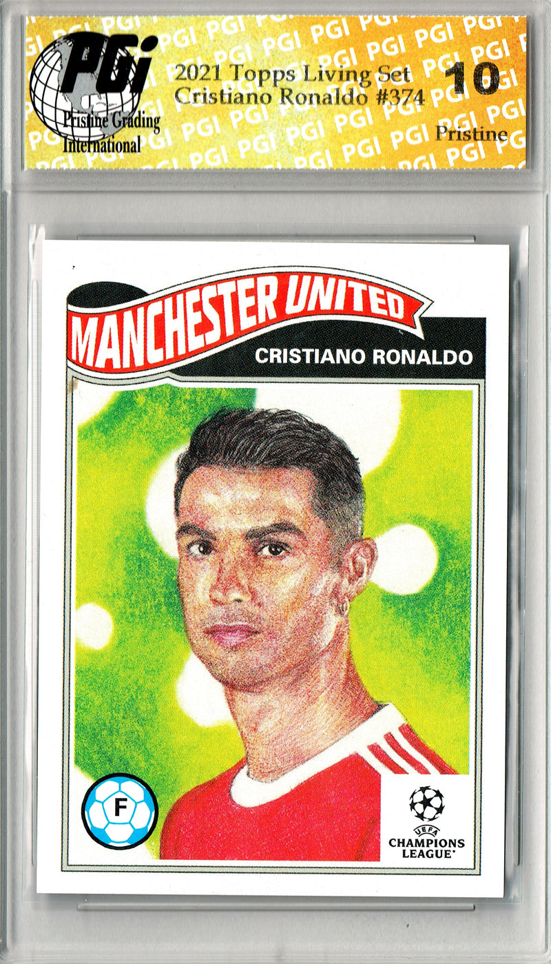 Cristiano Ronaldo 2021 Topps  Living #374 PRISTINE Rare Trading Card PGI 10