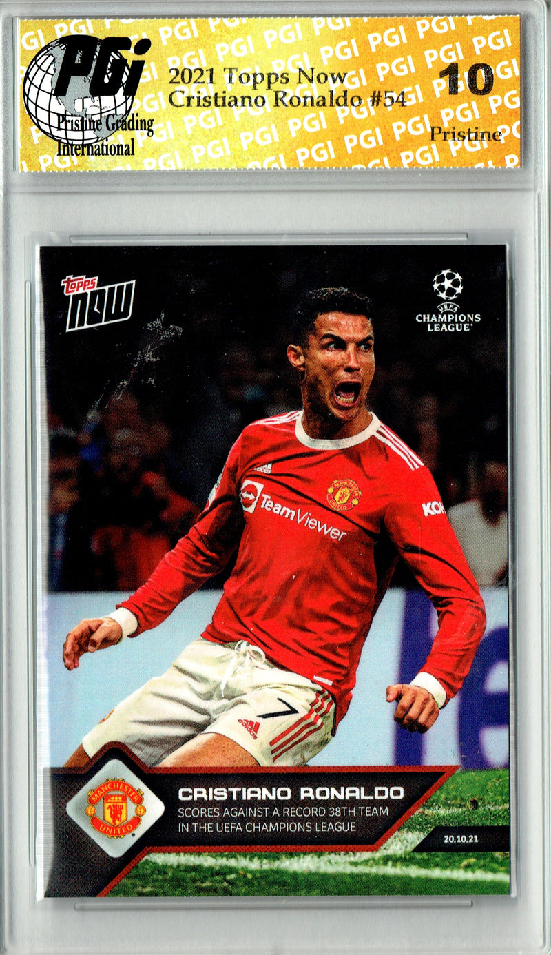 Cristiano Ronaldo 2021 Topps Now #54 PRISTINE Rare Trading Card PGI 10