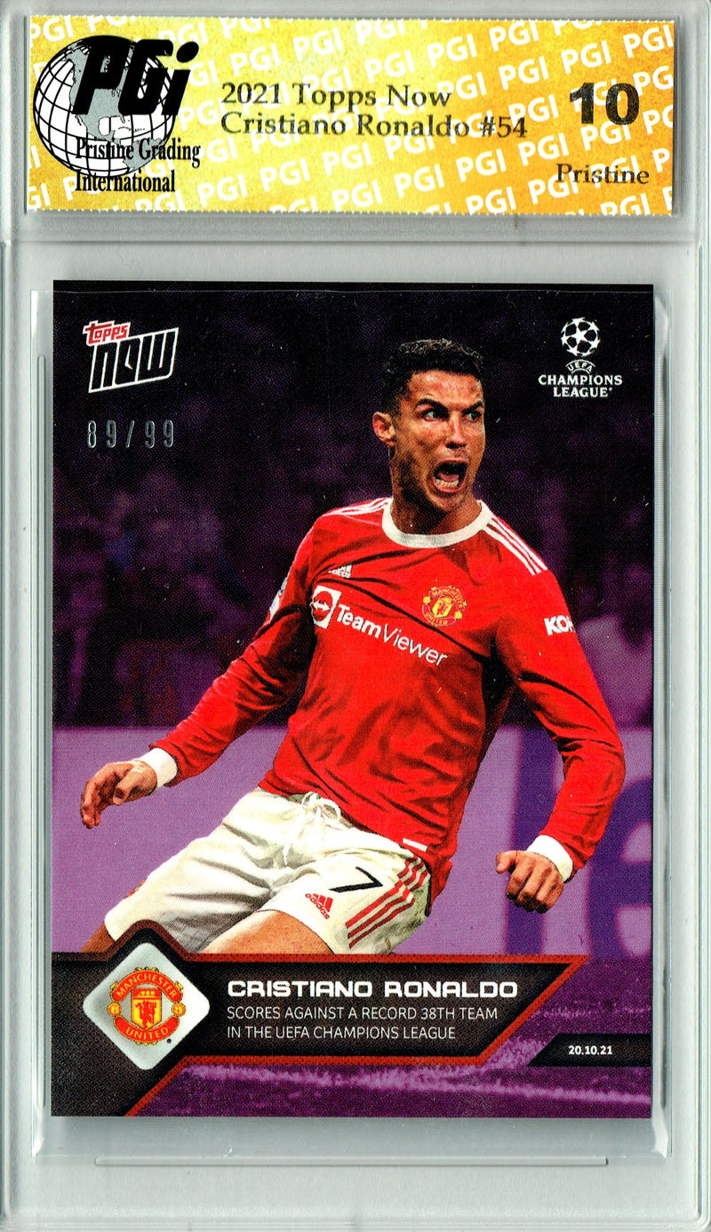 Cristiano Ronaldo 2021 Topps Now #89/99 #54 PRISTINE Rare Trading Card PGI 10