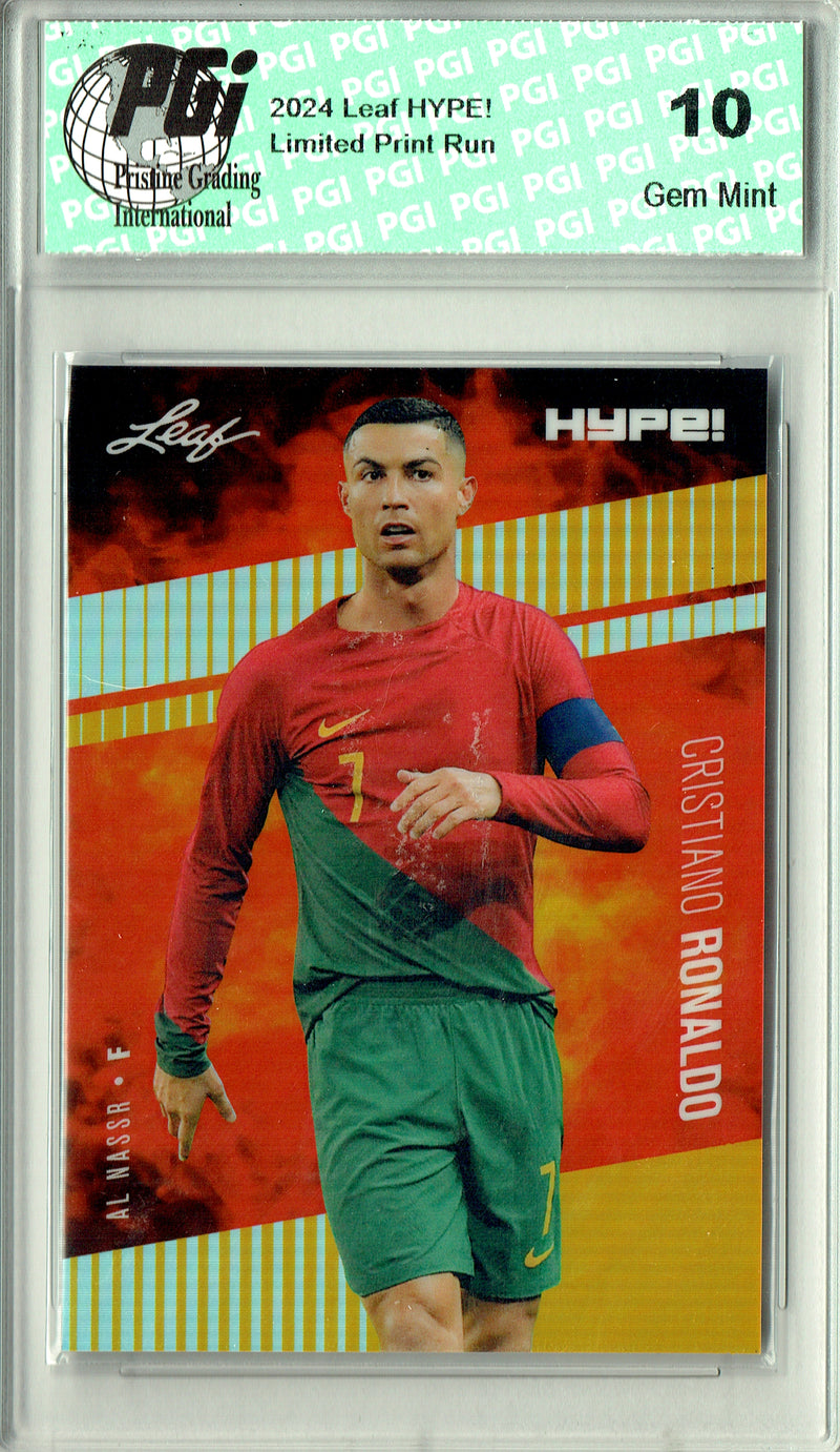 Cristiano Ronaldo Trading Card 2024 Leaf HYPE! #HM-04 1/1 Gold, PGI 10, Portugal Soccer