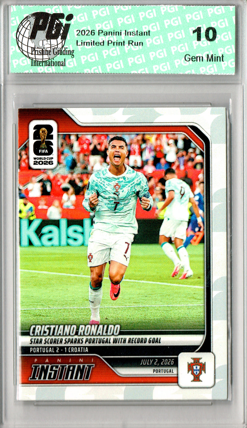 Cristiano Ronaldo Trading Card 2026 Panini Instant #192 Record Goal, PGI 10, Portugal Soccer