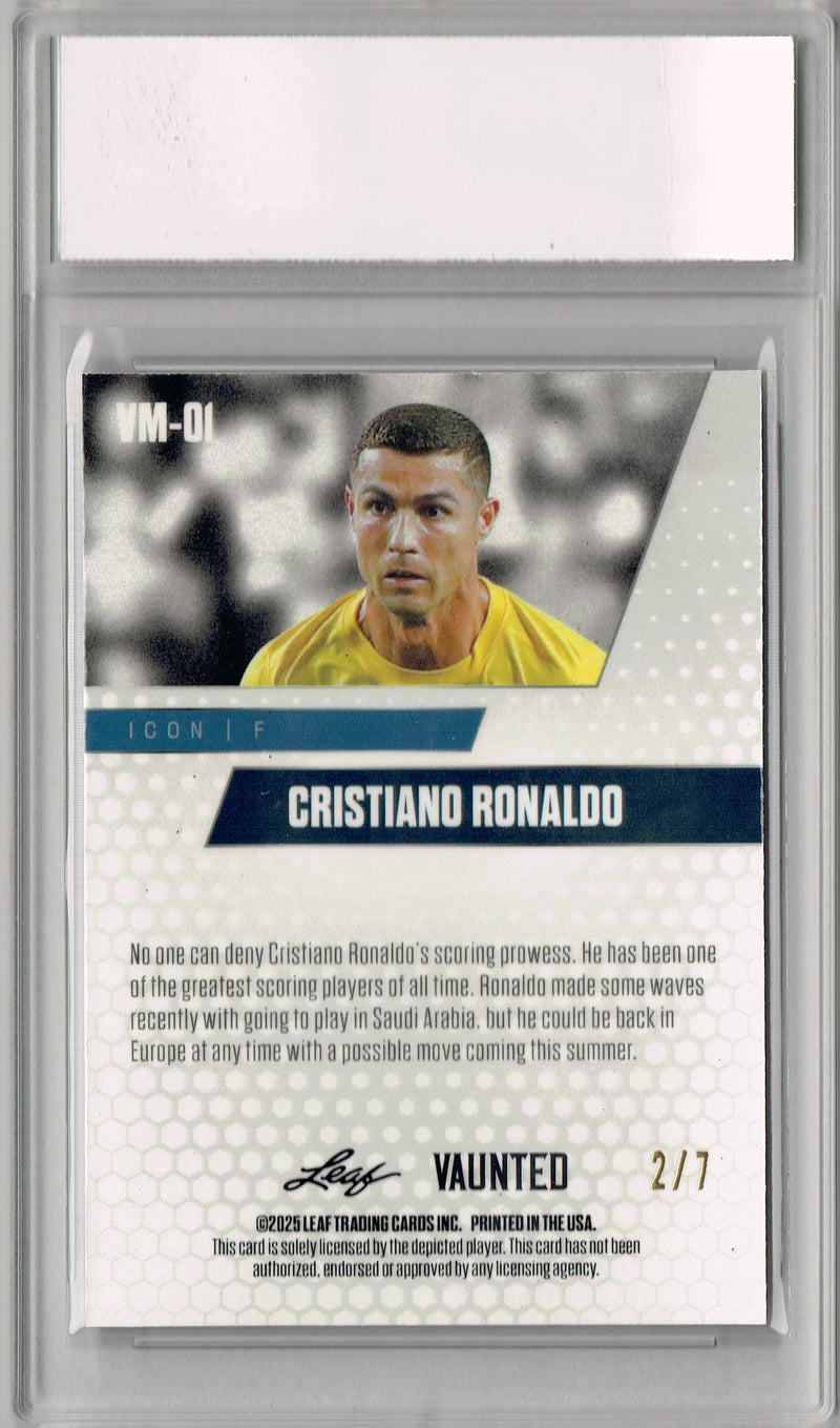Cristiano Ronaldo 2025 Leaf Vaunted Metal #VM-01 Black 7 Made Rare Card PGI 10