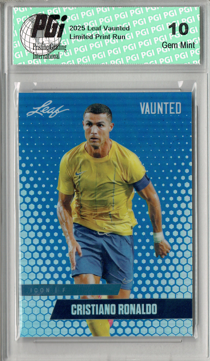 Cristiano Ronaldo 2025 Leaf Vaunted Metal #VM-01 Blue 20 Made Rare Card PGI 10