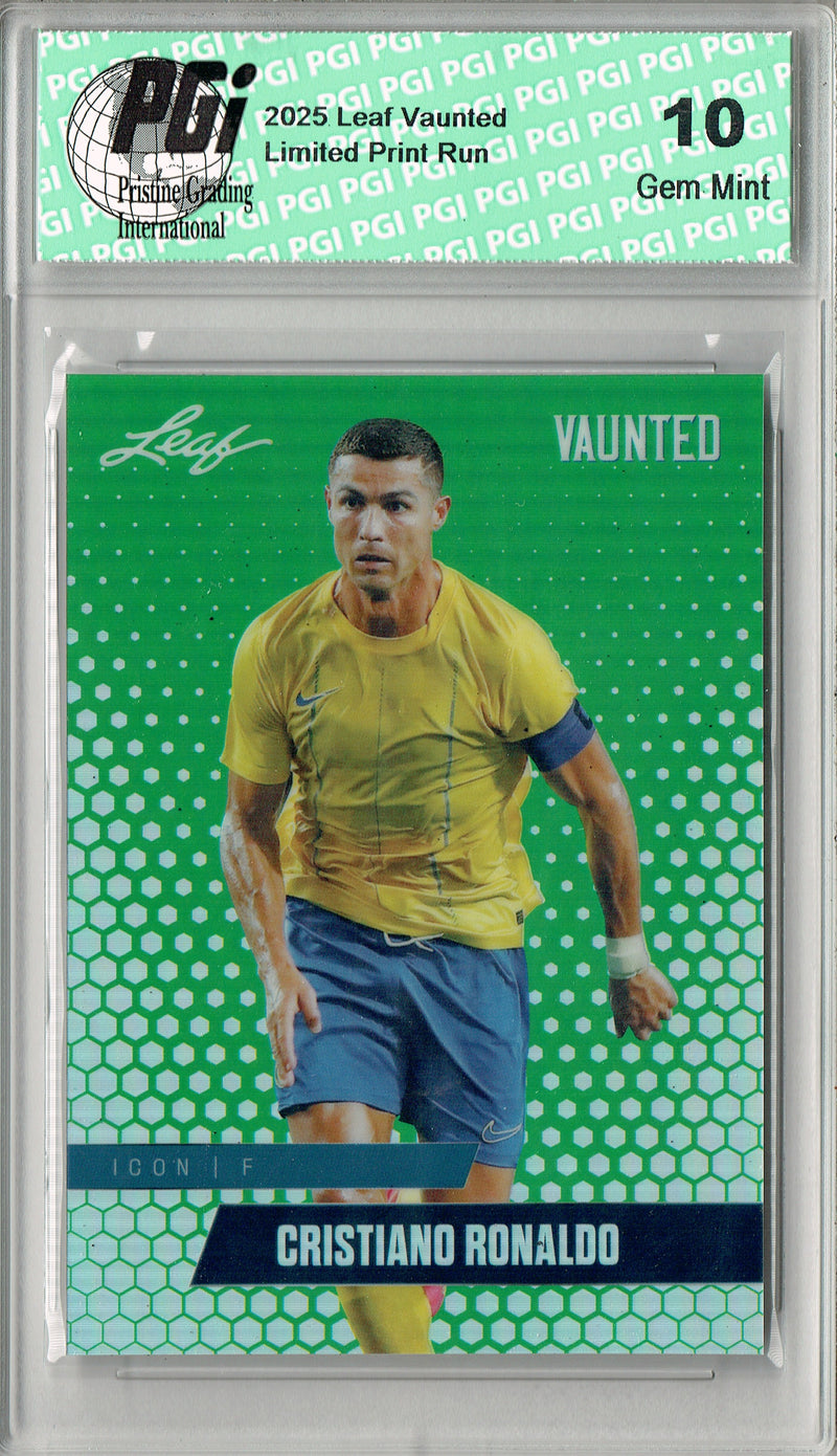 Cristiano Ronaldo 2025 Leaf Vaunted Metal #VM-01 Green 5 Made Rare Card PGI 10