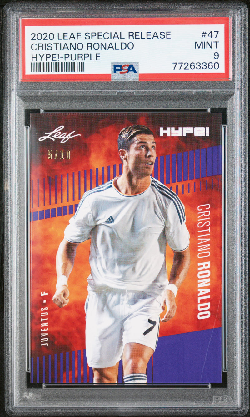 PSA 9 MINT Cristiano Ronaldo 2020 Leaf Hype #47 Rare Trading Card Purple #5/10